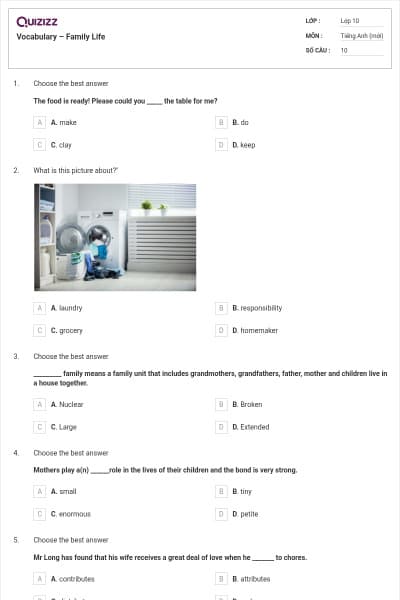 Vocabulary – Family Life