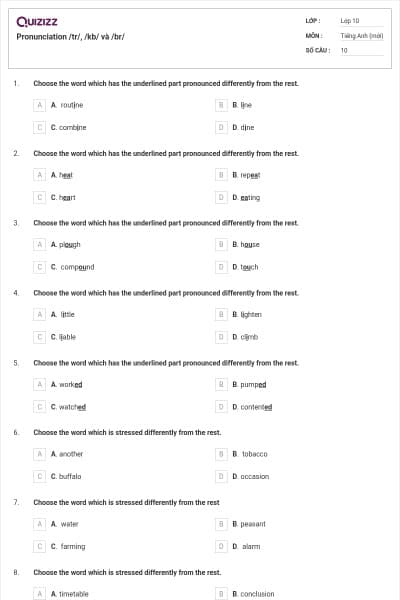 Pronunciation /tr/, /kb/ và /br/
