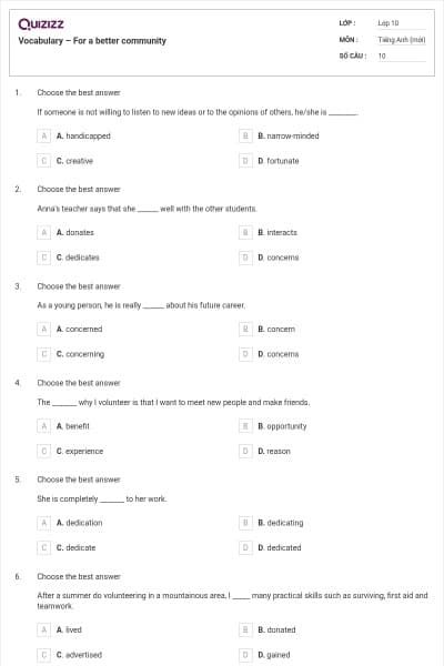 Vocabulary – For a better community
