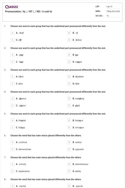Pronunciation / Ŋ /, / NT /, / ND / ở cuối từ
