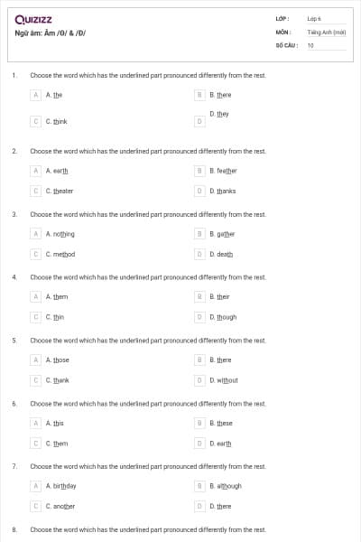 Ngữ âm: Âm /Θ/ & /Ð/