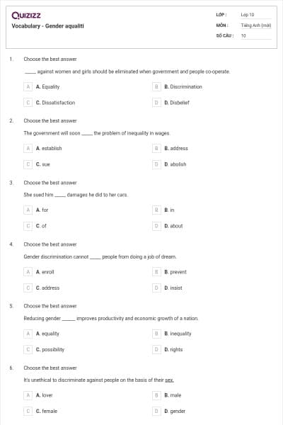 Vocabulary - Gender aqualiti