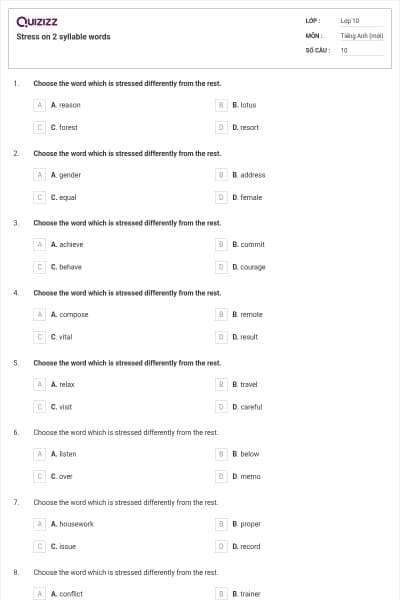 Stress on 2 syllable words