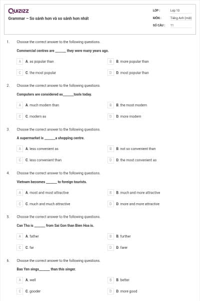 Grammar – So sánh hơn và so sánh hơn nhất