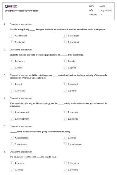 Vocabulary – New ways to learn