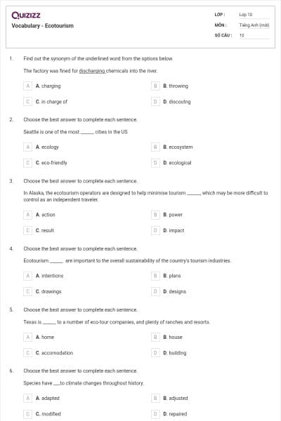 Vocabulary - Ecotourism