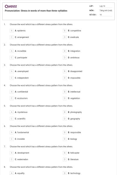 Pronunciation: Stress in words of more than three-syllables