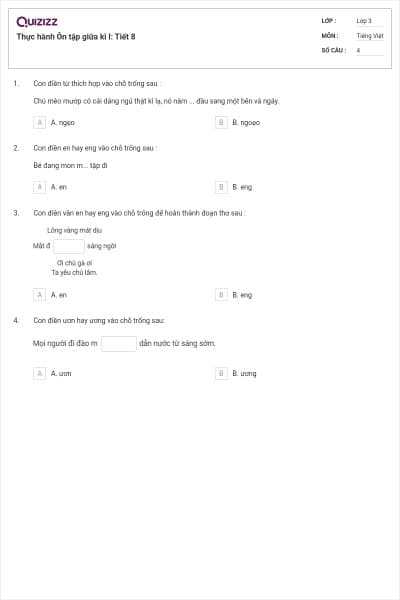 Thực hành Ôn tập giữa kì I: Tiết 8