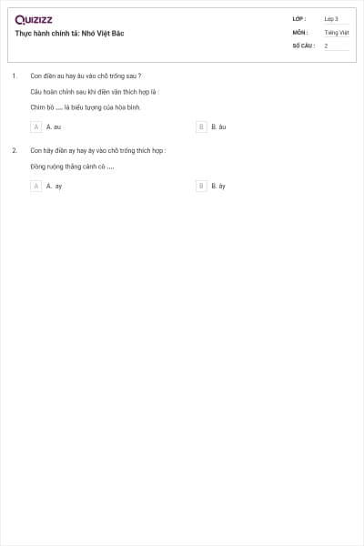 Thực hành chính tả: Nhớ Việt Bắc