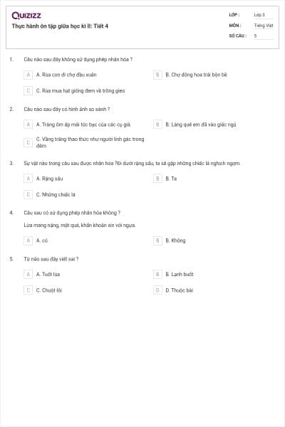 Thực hành ôn tập giữa học kì II: Tiết 4