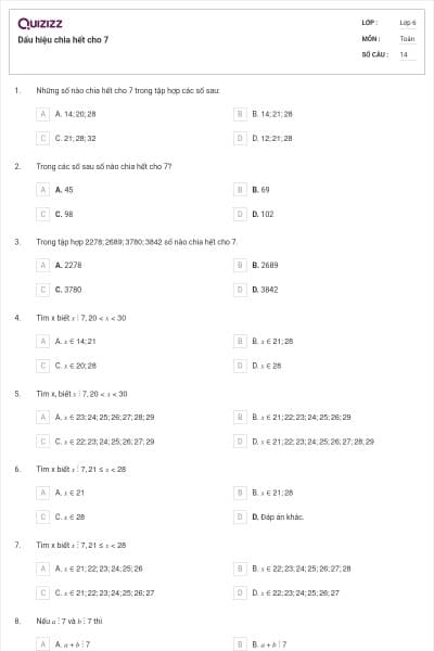 Dấu hiệu chia hết cho 7