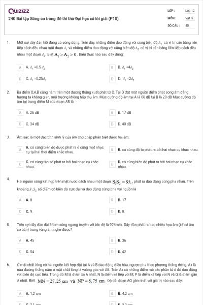 240 Bài tập Sóng cơ trong đề thi thử Đại học có lời giải (P10)