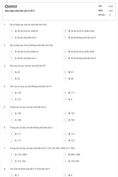 Dấu hiệu chia hết cho 9 (P1)
