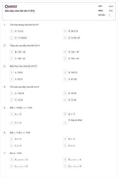 Dấu hiệu chia hết cho 9 (P2)