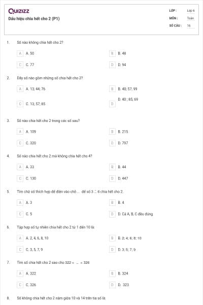 Dấu hiệu chia hết cho 2 (P1)