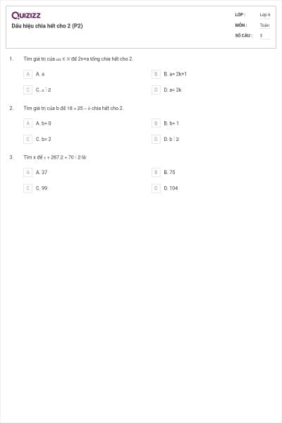 Dấu hiệu chia hết cho 2 (P2)