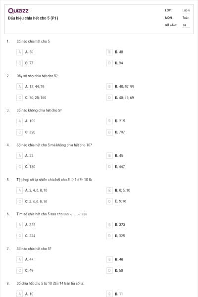 Dấu hiệu chia hết cho 5 (P1)