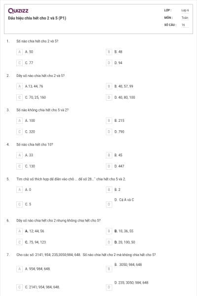 Dấu hiệu chia hết cho 2 và 5 (P1)
