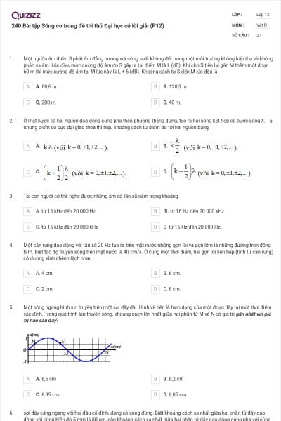 240 Bài tập Sóng cơ trong đề thi thử Đại học có lời giải (P12)