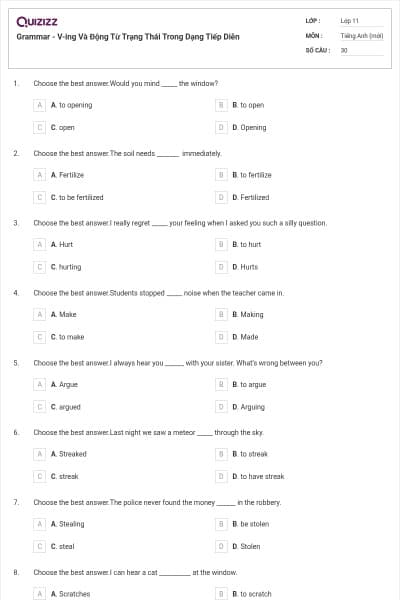 Grammar - V-ing Và Động Từ Trạng Thái Trong Dạng Tiếp Diễn