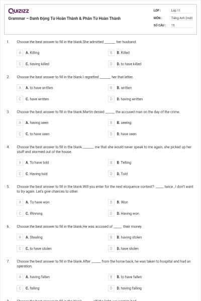 Grammar – Danh Động Từ Hoàn Thành & Phân Từ Hoàn Thành