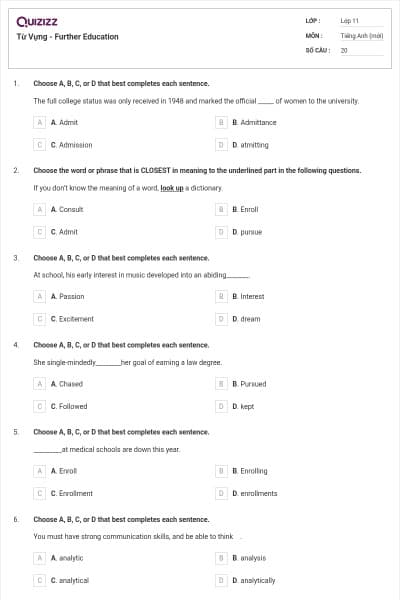Từ Vựng - Further Education