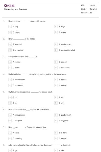 Vocabulary and Grammar