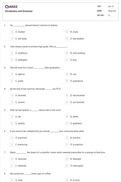 Vocabulary and Grammar