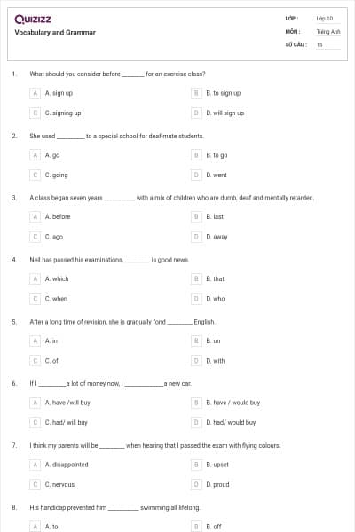 Vocabulary and Grammar