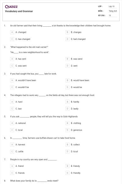 Vocabulary and Grammar