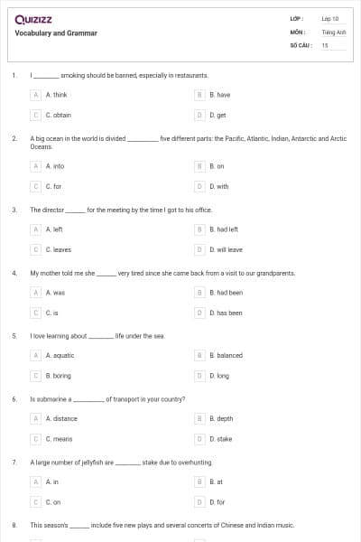 Vocabulary and Grammar