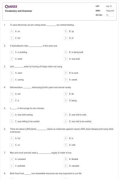 Vocabulary and Grammar