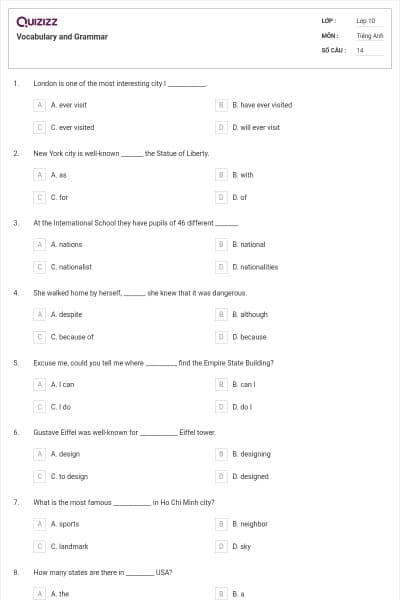 Vocabulary and Grammar