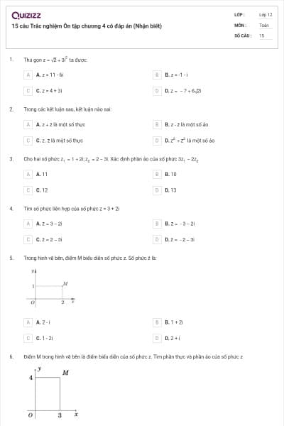 15 câu Trắc nghiệm Ôn tập chương 4 có đáp án (Nhận biết)