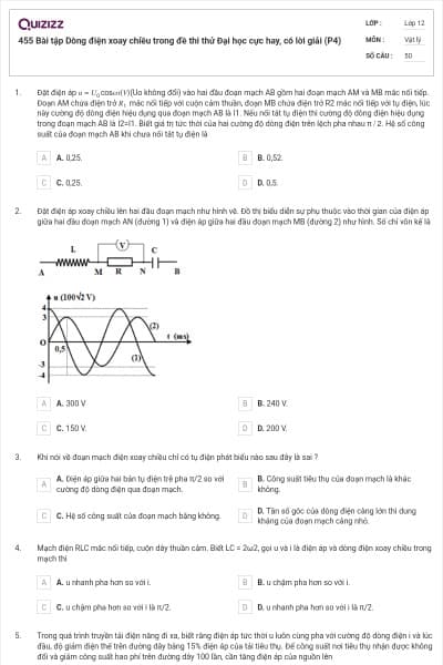 455 Bài tập Dòng điện xoay chiều trong đề thi thử Đại học cực hay, có lời giải (P4)