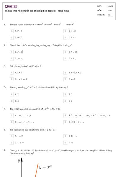 15 câu Trắc nghiệm Ôn tập chương II có đáp án (Thông hiểu)