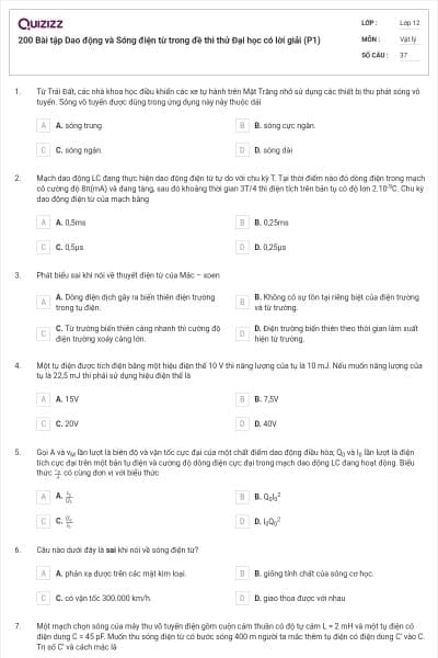 200 Bài tập Dao động và Sóng điện từ trong đề thi thử Đại học có lời giải (P1)