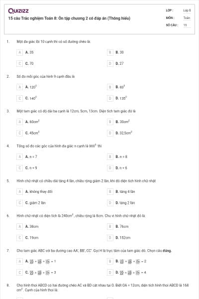 15 câu Trắc nghiệm Toán 8: Ôn tập chương 2 có đáp án (Thông hiểu)