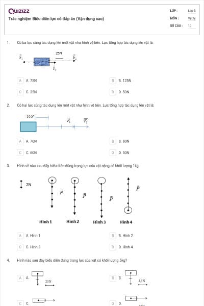 Trắc nghiệm Biểu diễn lực có đáp án (Vận dụng cao)