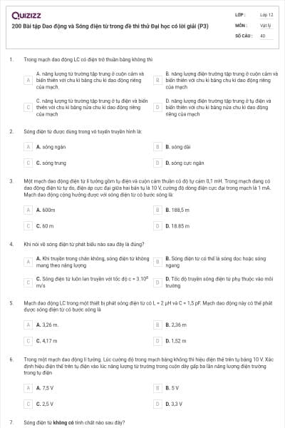 200 Bài tập Dao động và Sóng điện từ trong đề thi thử Đại học có lời giải (P3)