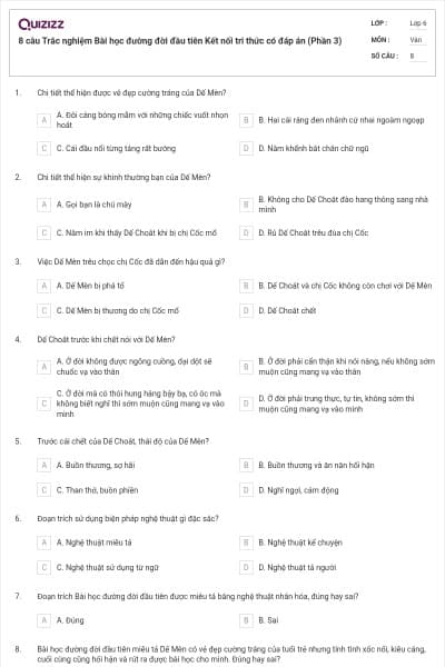 8 câu Trắc nghiệm Bài học đường đời đầu tiên Kết nối tri thức có đáp án (Phần 3)