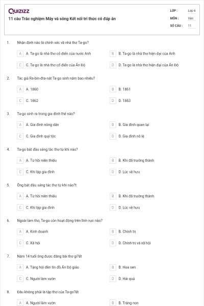 11 câu Trắc nghiệm Mây và sóng Kết nối tri thức có đáp án