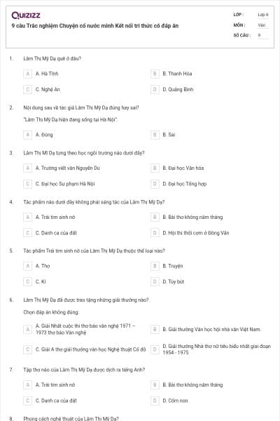 9 câu Trắc nghiệm Chuyện cổ nước mình Kết nối tri thức có đáp án
