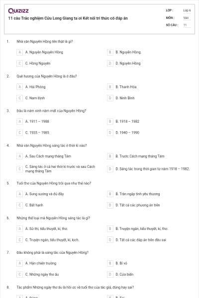 11 câu Trắc nghiệm Cửu Long Giang ta ơi Kết nối tri thức có đáp án