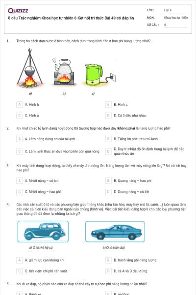 8 câu Trắc nghiệm Khoa học tự nhiên 6 Kết nối tri thức Bài 49 có đáp án
