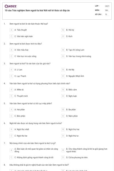 10 câu Trắc nghiệm Xem người ta kìa! Kết nối tri thức có đáp án