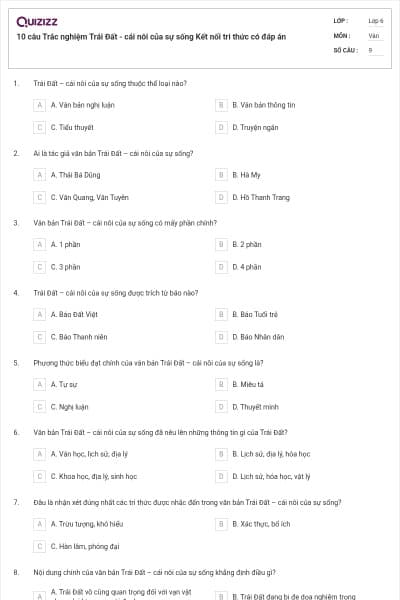 10 câu Trắc nghiệm Trái Đất - cái nôi của sự sống Kết nối tri thức có đáp án
