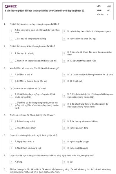 8 câu Trắc nghiệm Bài học đường đời đầu tiên Cánh diều có đáp án (Phần 3)