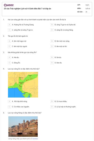 25 câu Trắc nghiệm Lịch sử 6 Cánh diều Bài 7 có đáp án