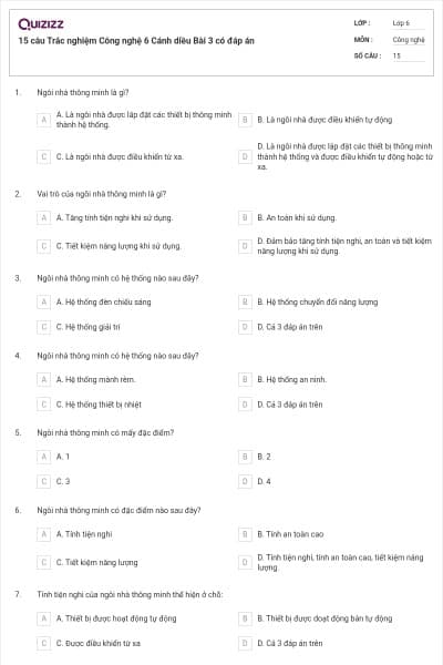 15 câu Trắc nghiệm Công nghệ 6 Cánh diều Bài 3 có đáp án